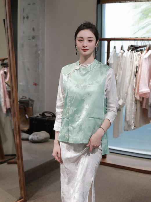 盛唐牡丹| 艾绿冠乐绉蝶恋花马甲 商品图6