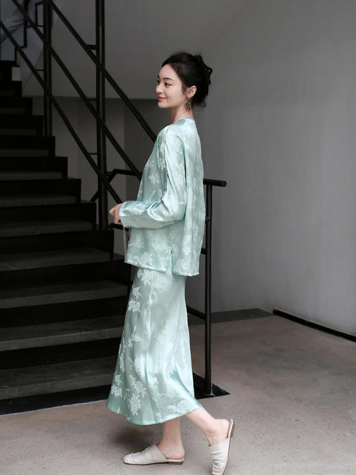 盛唐牡丹 |艾绿冠乐绉蝶恋花半裙 商品图8