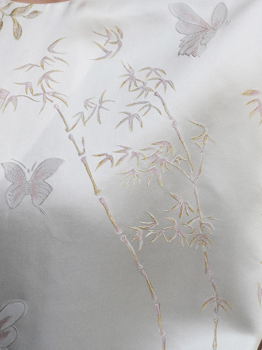 瑕疵|盛唐牡丹 |文竹戏蝶真丝提花上衣[特价品](特殊商品不退不换) 商品图5