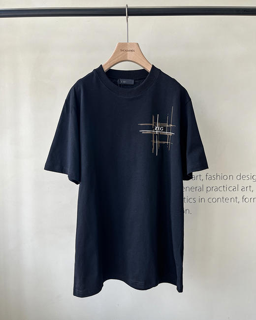 7折  限时 杰尼亚家 男士 休闲线条logoT恤 3色 AH2303 商品图2