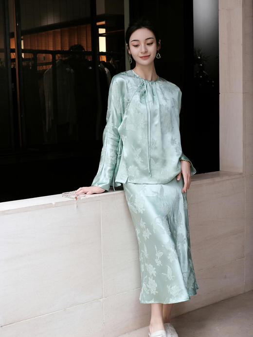 盛唐牡丹 |艾绿冠乐绉蝶恋花半裙 商品图9