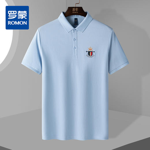 【含桑蚕丝】罗蒙男士烫钻polo衫男短袖男夏季薄款男士短袖t恤男体恤 商品图0