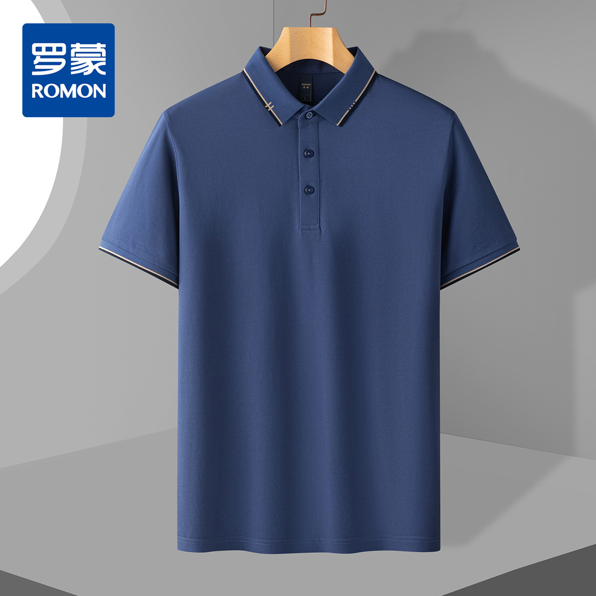 罗蒙男士夏季商务男士t恤短袖polo衫舒适男polo衫短袖