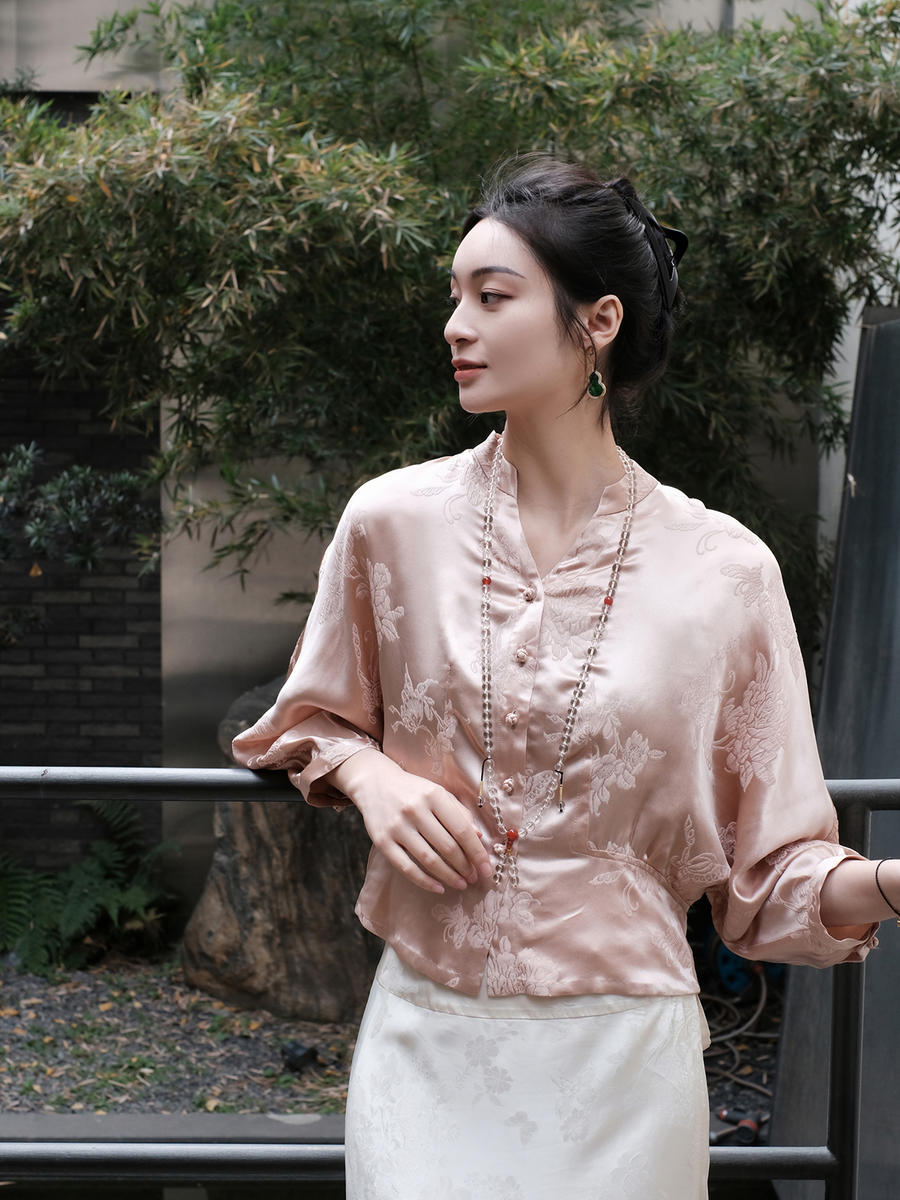 盛唐牡丹 |玉色/香槟金冠乐绉蝶恋花上衣