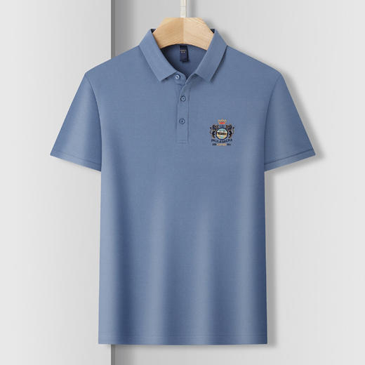 【含桑蚕丝】罗蒙男士夏季商务polo衫男短袖男夏季薄款绣花冰丝t恤男短袖 商品图3