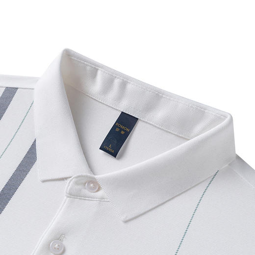 【含桑蚕丝】罗蒙男士夏季撞色线条商务polo衫男短袖男t恤男 商品图5