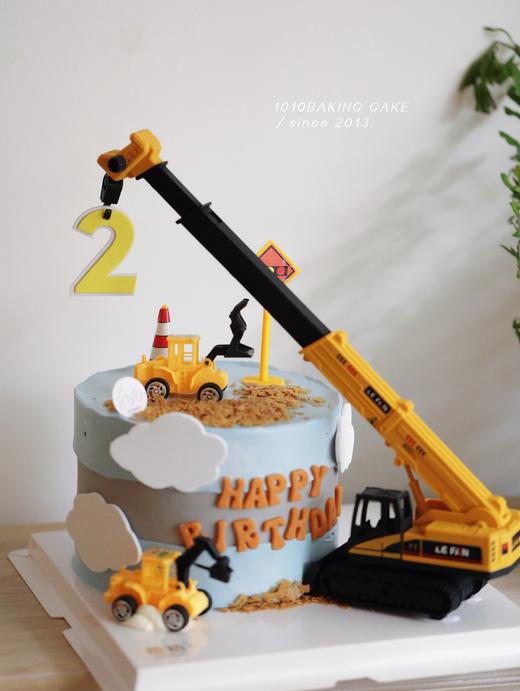 「工程车·大吊车」岁数可改·100%动物奶油（附图6寸加高·提前3天预订） 商品图0