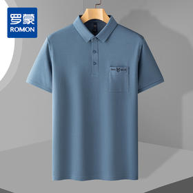 【含桑蚕丝】罗蒙男士刺绣口袋polo衫男短袖男夏季冰丝t恤男士短袖