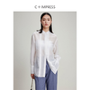 西嘉C+IMPRESS/西嘉醋酸桑蚕丝复古白色衬衫长袖翻领塔克褶半透视上衣CS2401083 商品缩略图0