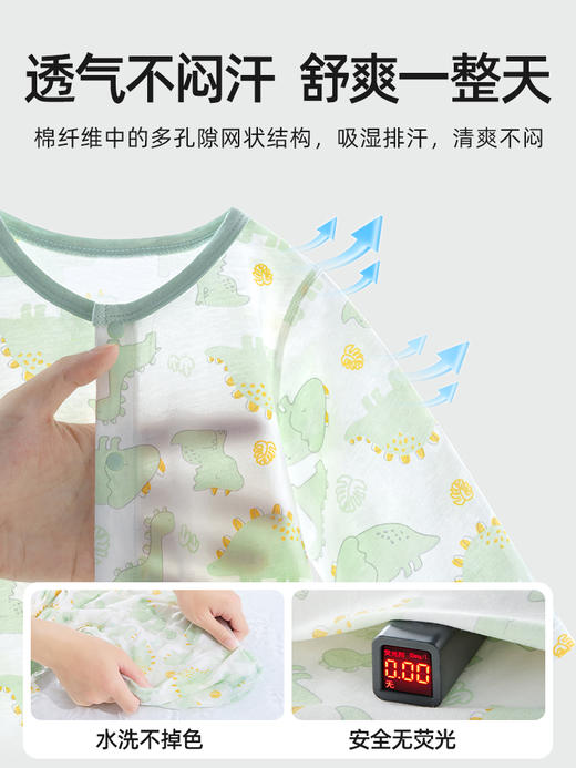 贝肽斯婴儿衣服夏季宝宝连体衣短袖薄款透气新生儿爬服春秋款睡衣 商品图2