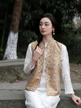 盛唐牡丹 |鹤鹿同春宋锦双面穿马甲