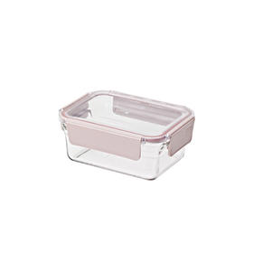 glasslock耐热玻璃正方型保鲜盒微波炉便当700ml（粉色）【不支持补差，非质量问题不退不换】S