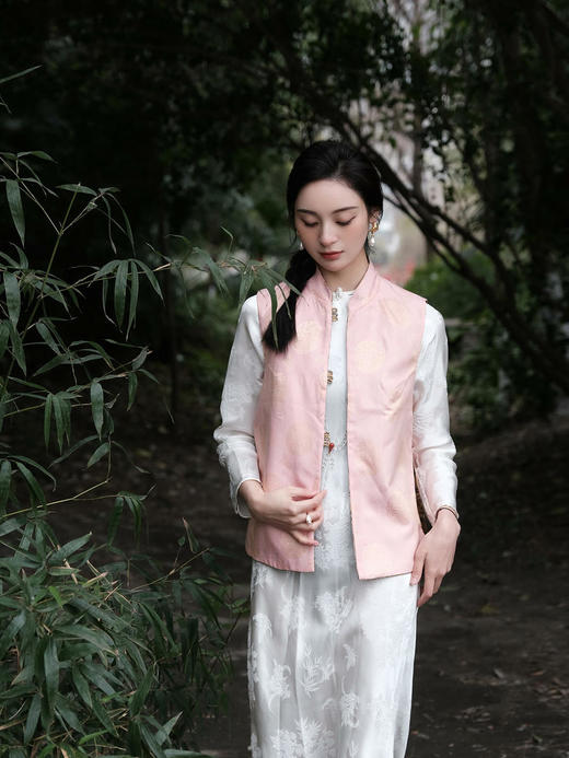 盛唐牡丹 |鹤鹿同春宋锦双面穿马甲 商品图8