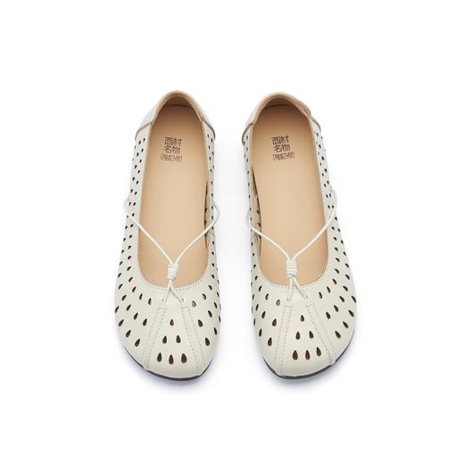 西村名物2024春季新款圆头平底奶奶鞋洞洞鞋软皮舒适复古女鞋X24AH10551 商品图6