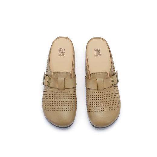 西村名物2024春夏季新款圆头平底奶奶鞋洞洞鞋软皮舒适复古穆勒拖女鞋X24AH10561 商品图3