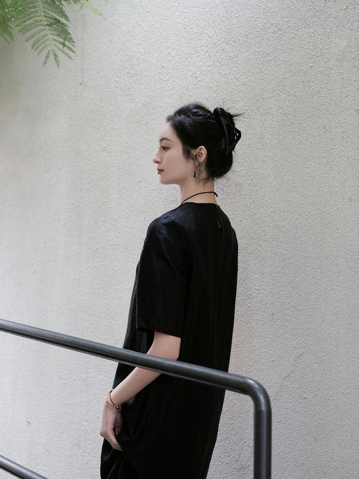 瑕疵| 盛唐牡丹 |龟纹香云纱短袖长裙[特价品](特殊商品不退不换) 商品图5