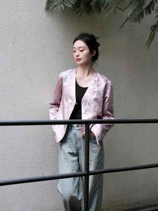 盛唐牡丹 | 宋锦闲云野鹤一粒扣外套 商品图8