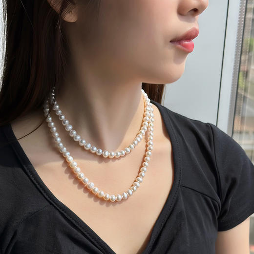 ysxb-03005【云赏珠宝】高端系列双圈天然圆润亮泽珍珠s925纯银项链 商品图6