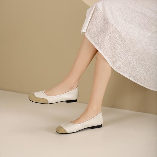 西村名物2024年春季新款小方头底平跟圆口舒适单鞋奶奶鞋T24AE11051 商品图1