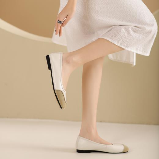 西村名物2024年春季新款小方头底平跟圆口舒适单鞋奶奶鞋T24AE11051 商品图0