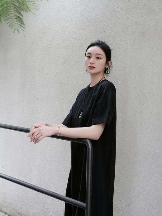 瑕疵| 盛唐牡丹 |龟纹香云纱短袖长裙[特价品](特殊商品不退不换) 商品图7