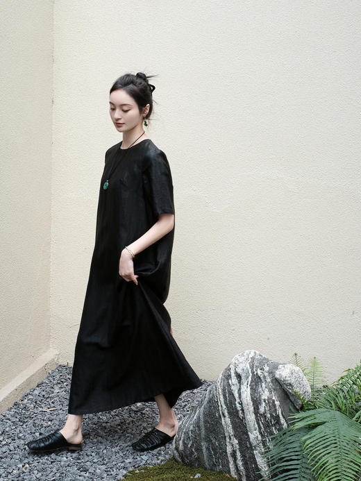 瑕疵| 盛唐牡丹 |龟纹香云纱短袖长裙[特价品](特殊商品不退不换) 商品图4