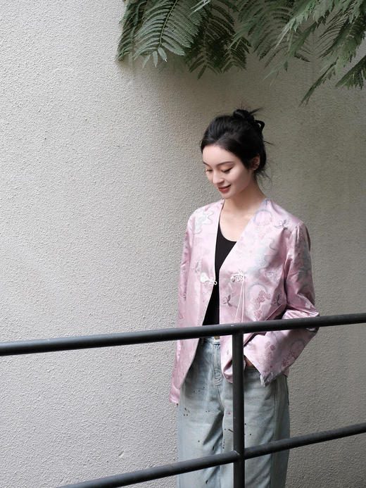 盛唐牡丹 | 宋锦闲云野鹤一粒扣外套 商品图9