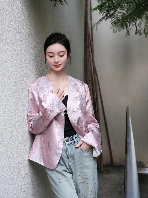 盛唐牡丹 | 宋锦闲云野鹤一粒扣外套 商品图3