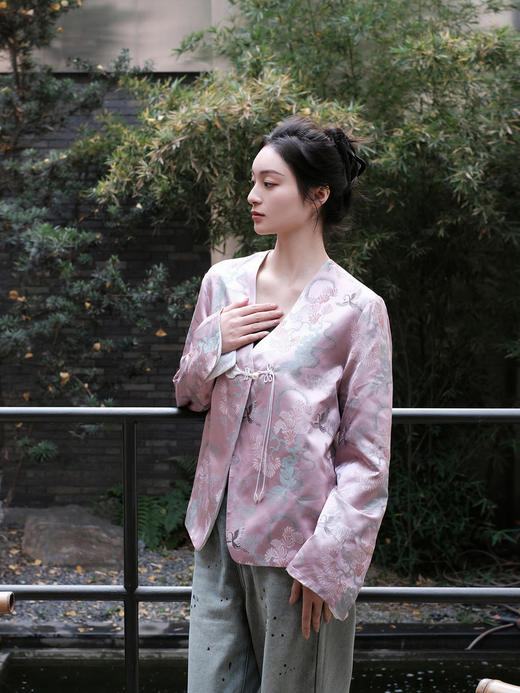 盛唐牡丹 | 宋锦闲云野鹤一粒扣外套 商品图4