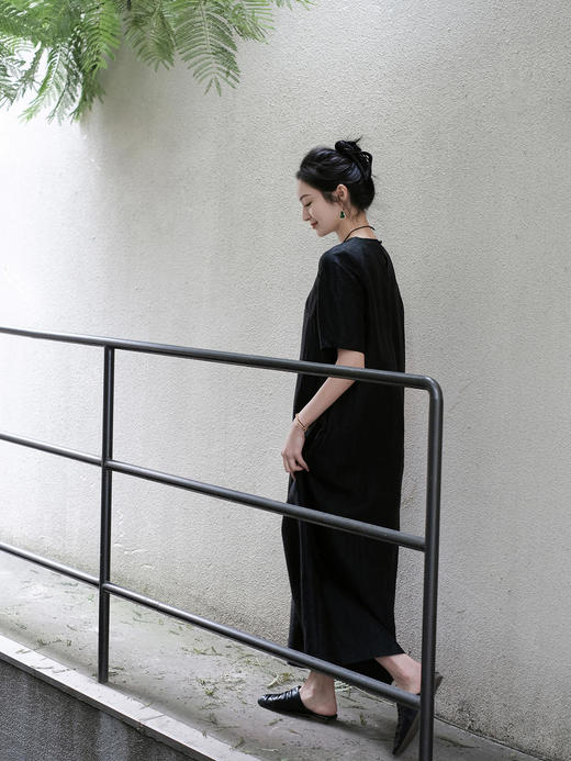 瑕疵| 盛唐牡丹 |龟纹香云纱短袖长裙[特价品](特殊商品不退不换) 商品图8