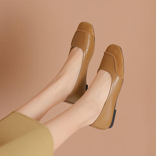 西村名物2024年春季新款小方头底平跟圆口舒适单鞋奶奶鞋T24AE11051 商品图5