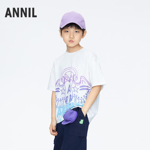 【实体店同款】男童凉感短袖T恤圆领夏季新款安奈儿童装AB421745 商品图1