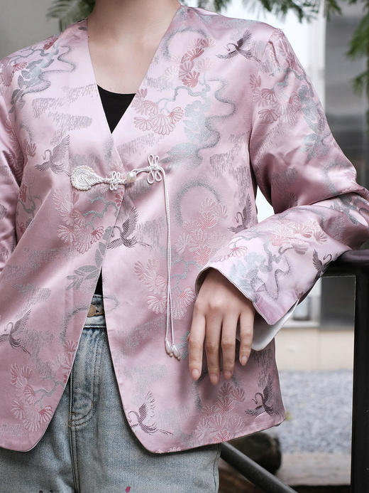 盛唐牡丹 | 宋锦闲云野鹤一粒扣外套 商品图1
