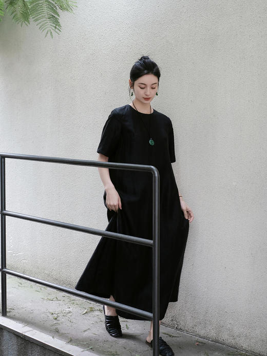 瑕疵| 盛唐牡丹 |龟纹香云纱短袖长裙[特价品](特殊商品不退不换) 商品图6