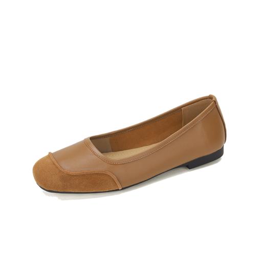 西村名物2024年春季新款小方头底平跟圆口舒适单鞋奶奶鞋T24AE11051 商品图8