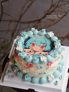 「初音未来」巧克力糯米糖纸·订制照片·100%动物奶油（附图6寸·提前24小时预订）