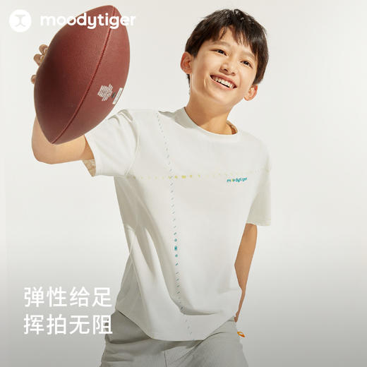 【24年夏新品】网球系列moodytiger儿童速干短袖夏季新款宽松弹力运动T42510101 商品图3