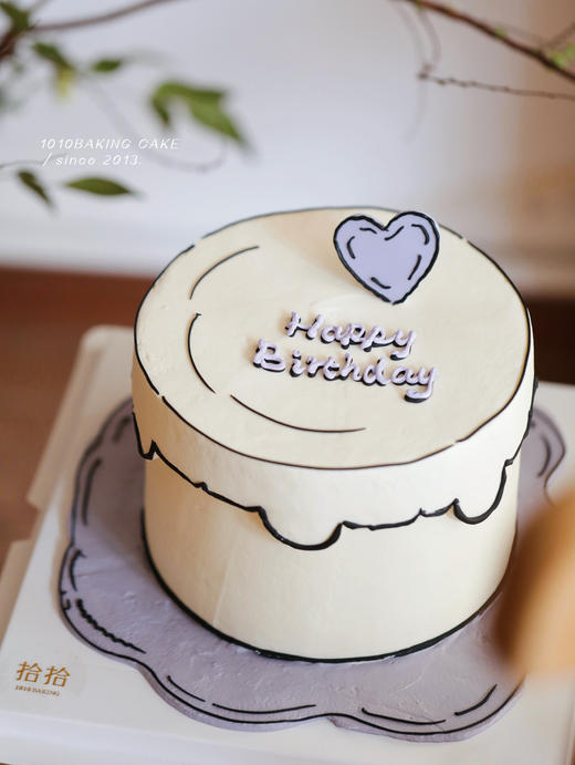 「紫系·二次元漫画风」100%动物奶油（附图6寸加高·提前24小时预订） 商品图1