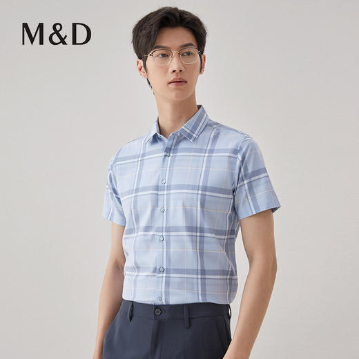 【名盾】大格印花短袖衬衫，清爽舒适，免烫易打理MXBB10612A 商品图1