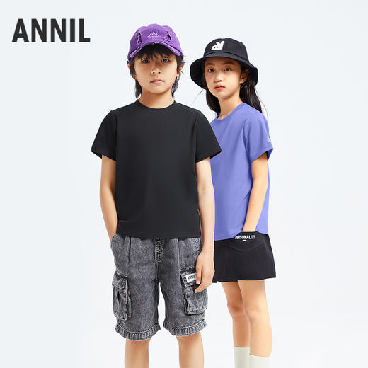 男女童简约透气圆领亲子短袖T恤新款安奈儿童装童装小程序专享EM421146 商品图5