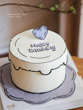 「紫系·二次元漫画风」100%动物奶油（附图6寸加高·提前24小时预订）