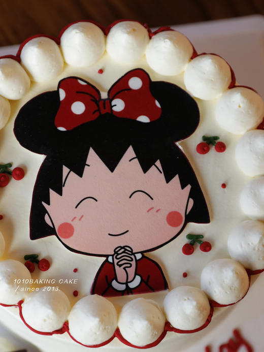 「樱桃小丸子」巧克力糯米糖纸·订制照片·100%动物奶油（附图6寸·提前24小时预订） 商品图3