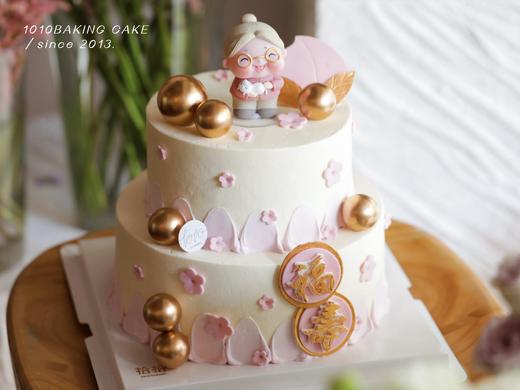 「福寿安康·樱花粉系」奶奶外婆祝寿·翻糖巧克力·100%动物奶油（附图6+8寸双层·提前4天预订） 商品图4