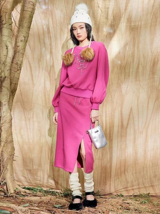 MAXRIENY休闲运动感半裙抽绳开叉裙修身针织半身裙棉MC87SK763L60 商品图2