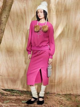 MAXRIENY休闲运动感半裙抽绳开叉裙修身针织半身裙棉MC87SK763L60