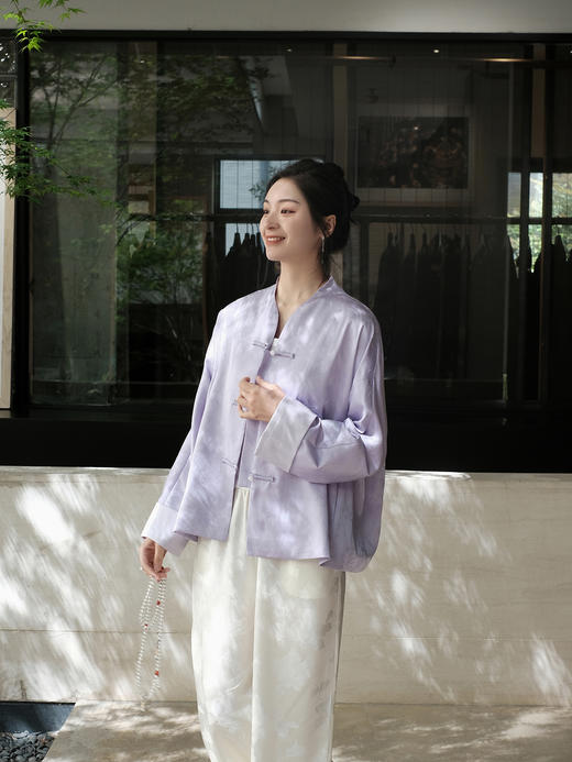 瑕疵|盛唐婧 |金鱼提花一字扣外套-紫色[特价品](特殊商品不退不换) 商品图7