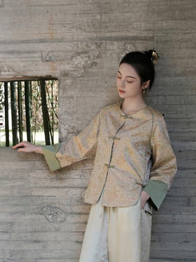 盛唐婧 |真丝宋锦春意盎然外套