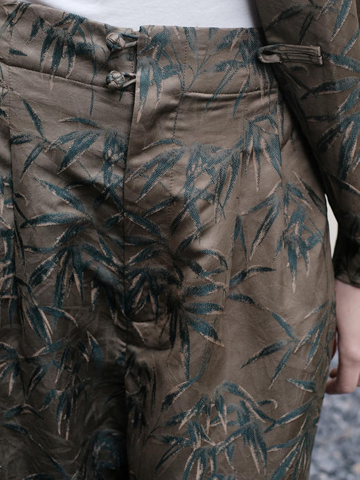 盛唐婧 |限量款真丝玉竹宋锦香云纱直筒裤 商品图1