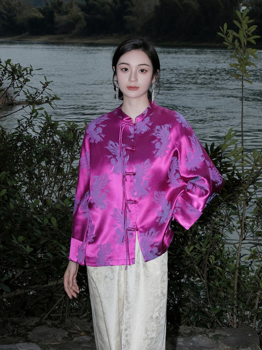 瑕疵|盛唐婧 |桑蚕丝火凤凰紫外套 商品图12