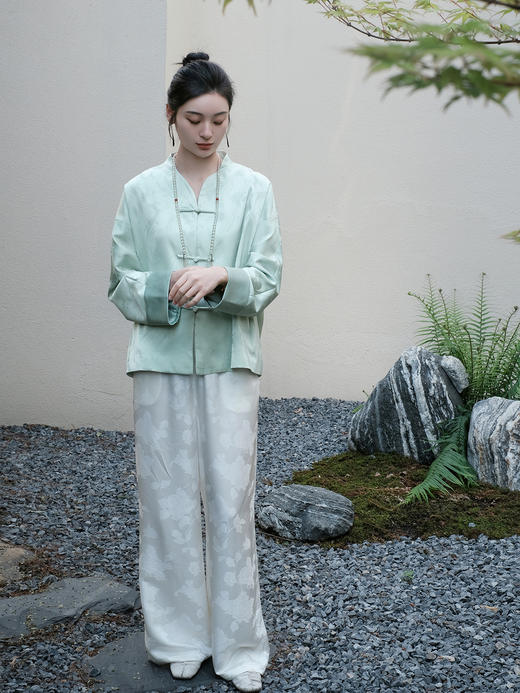 瑕疵|盛唐婧 |金鱼提花一字扣外套-淡绿[特价品](特殊商品不退不换) 商品图9